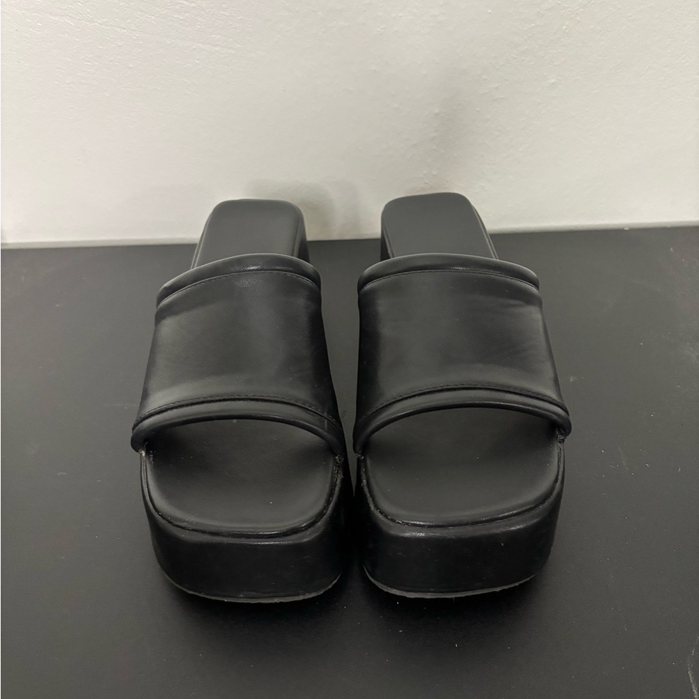 Black Platform Slide Sandals